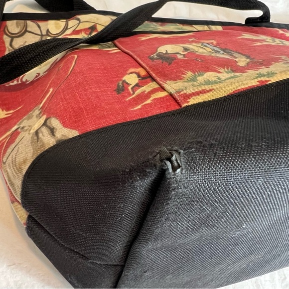 Sally Spicer, Western cowboy rodeo canvas, double handle tote bag - Picture 9 of 16